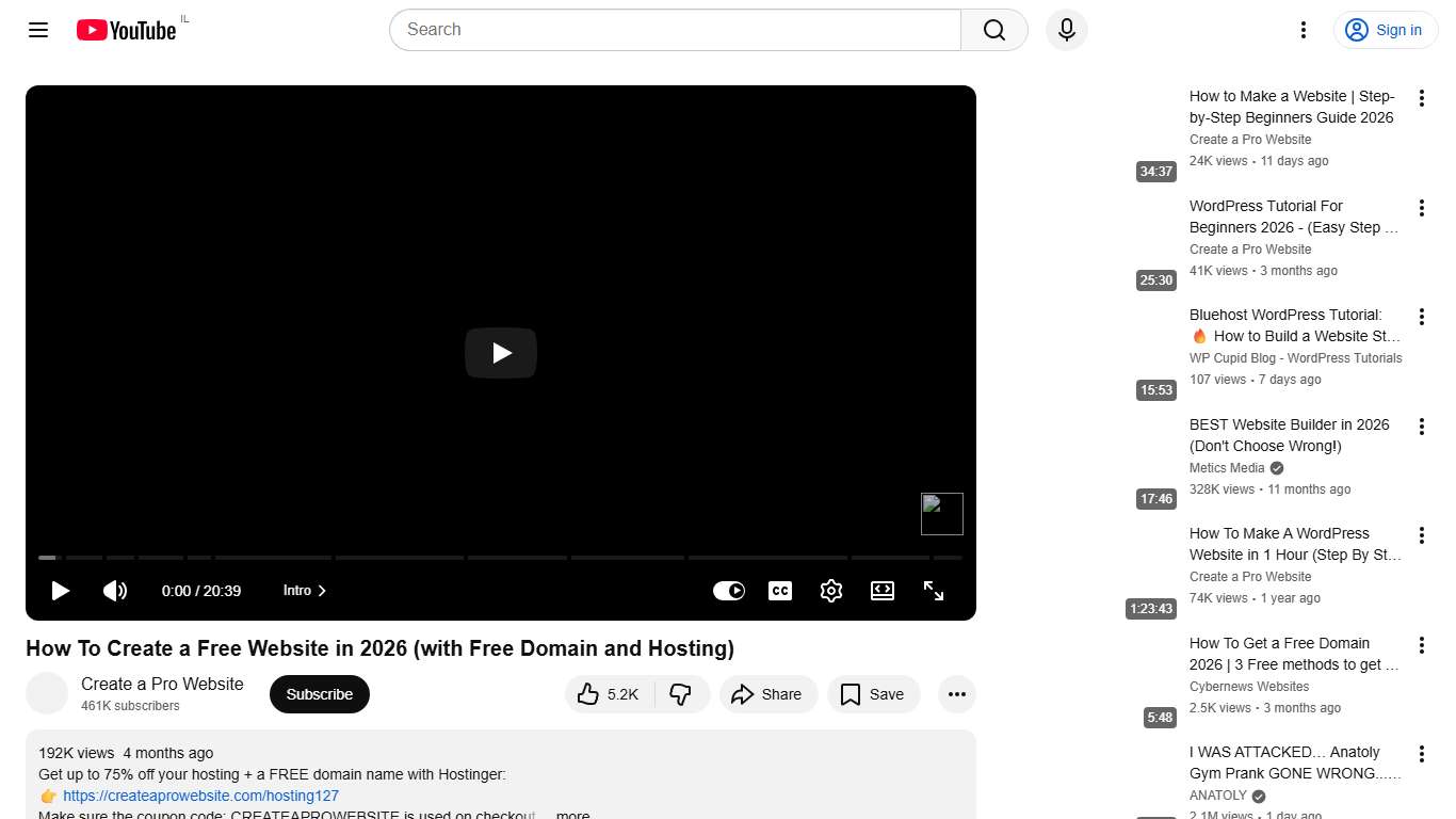 How To Create a Free Website in 2026 (with Free Domain and Hosting) - YouTube